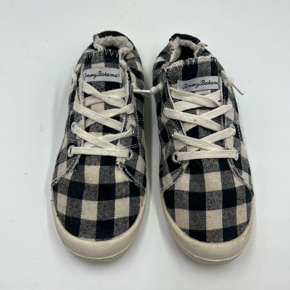Tommy Bahama Womens Size 9 Canvas Memory Foam Casual Shoe Black White